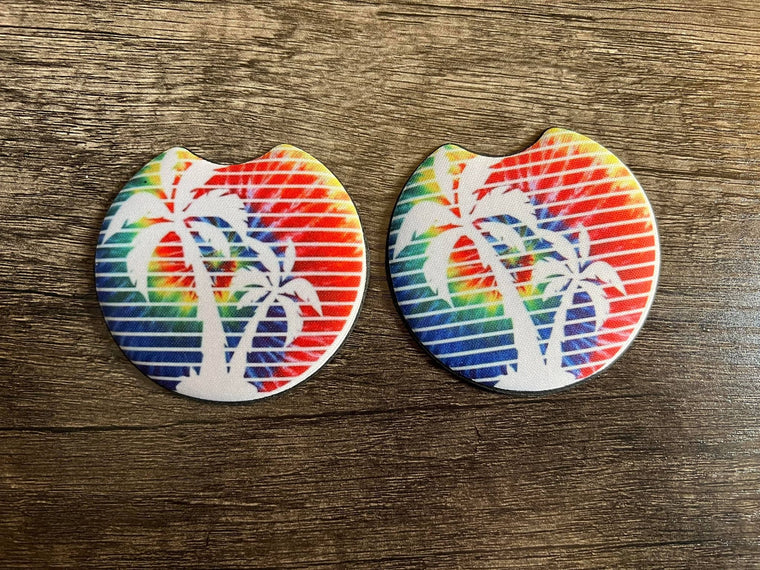 Rainbow Palm Trees Car Coasters