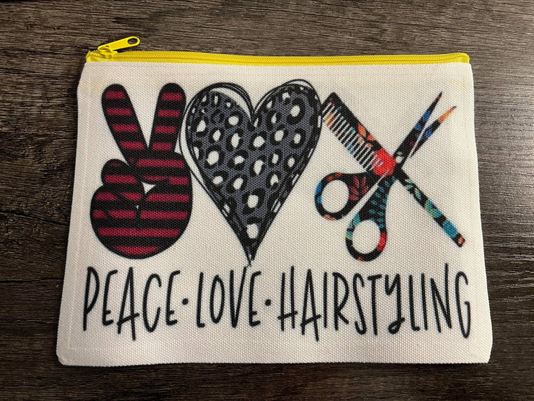 Peace Love Hairstyling Makeup Cosmetic Bag