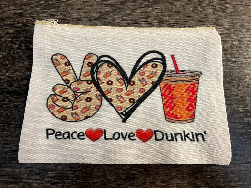 Peace Love Dunkin Makeup Cosmetic Bag