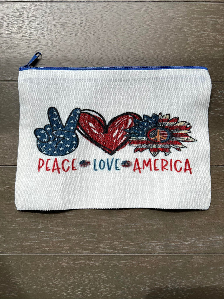 Peace Love America Makeup Cosmetic Bag