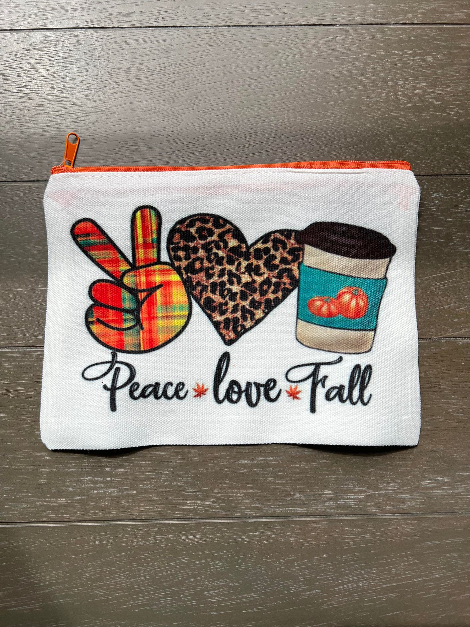 Peace Love Fall Makeup Cosmetic Bag