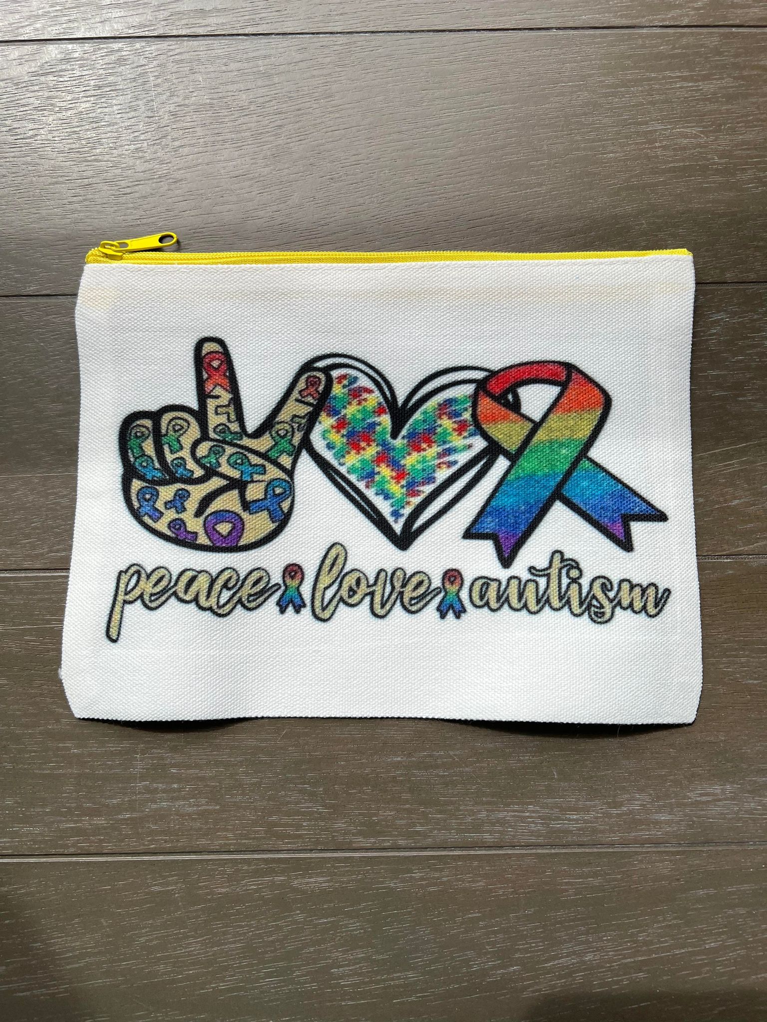 Peace Love Autism Makeup Cosmetic Bag