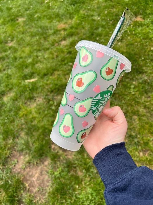 Avocado with Hearts Cold Cup Tumbler