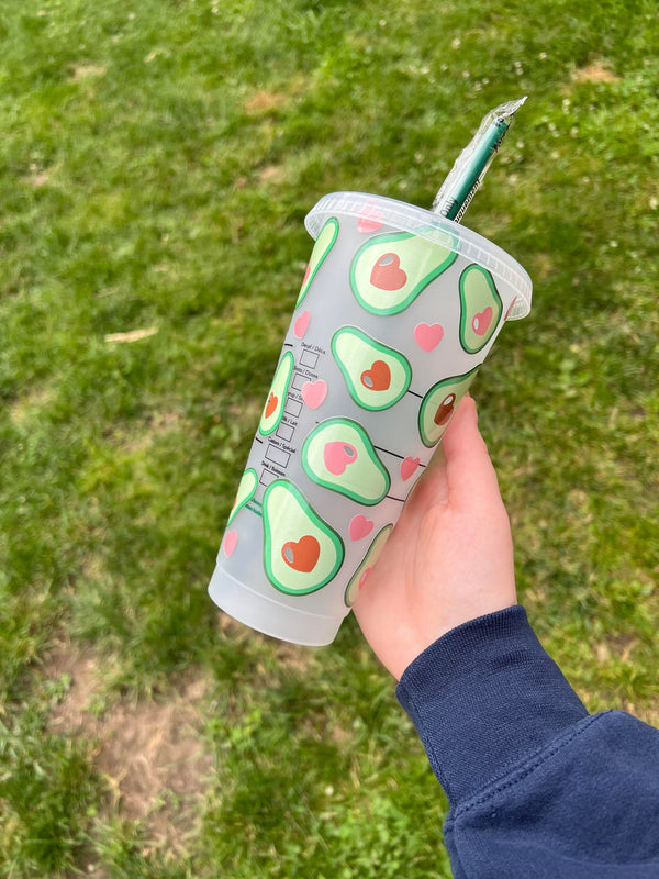 Avocado with Hearts Cold Cup Tumbler