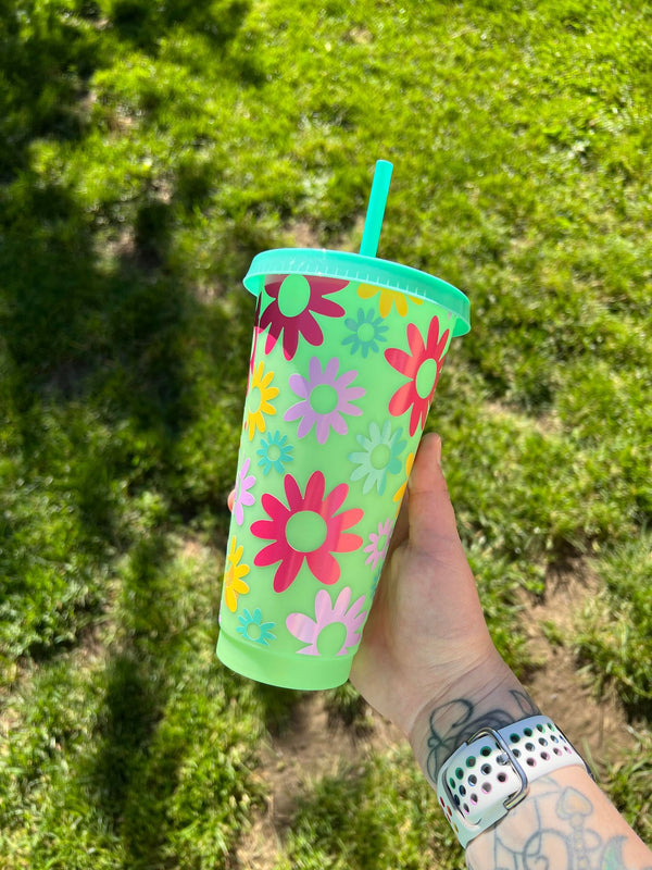 Colorful Floral Color Tumbler