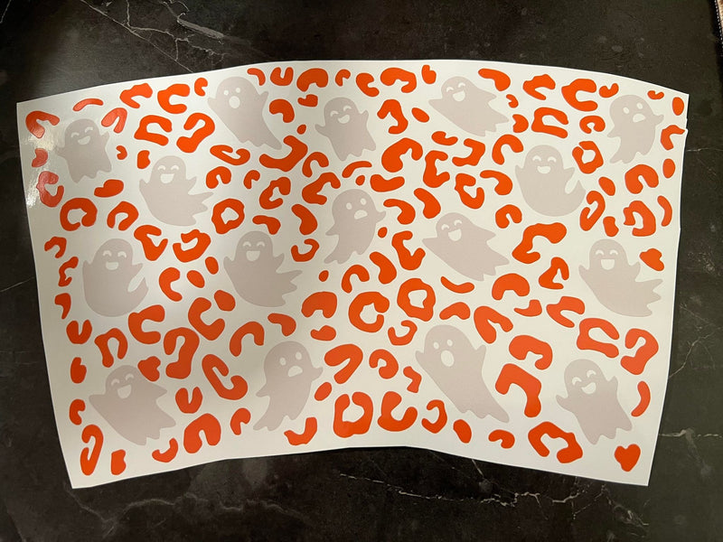 Ghost and Cheetah Halloween Theme Cold Cup Wrap