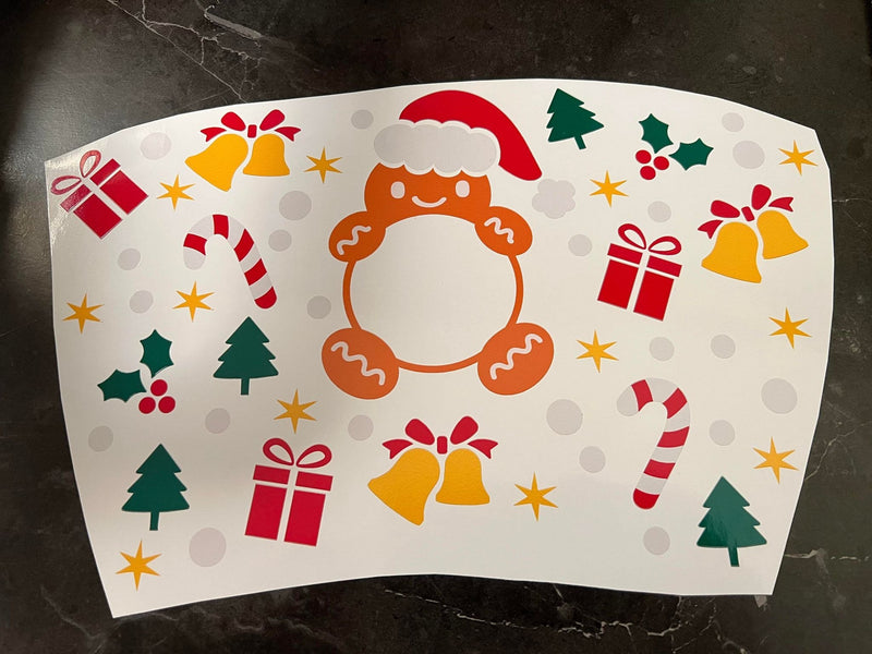 Ginger Bread and Present Christmas Theme Cold Cup Wrap