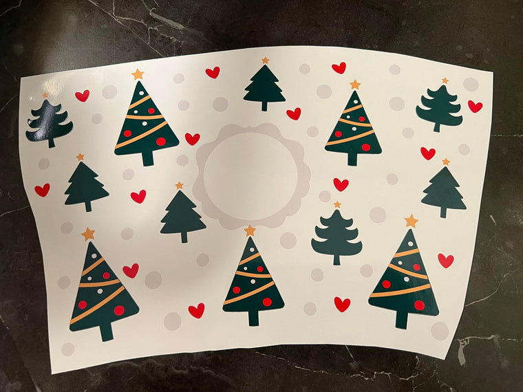 Christmas Tree and Hearts Theme Cold Cup Wrap