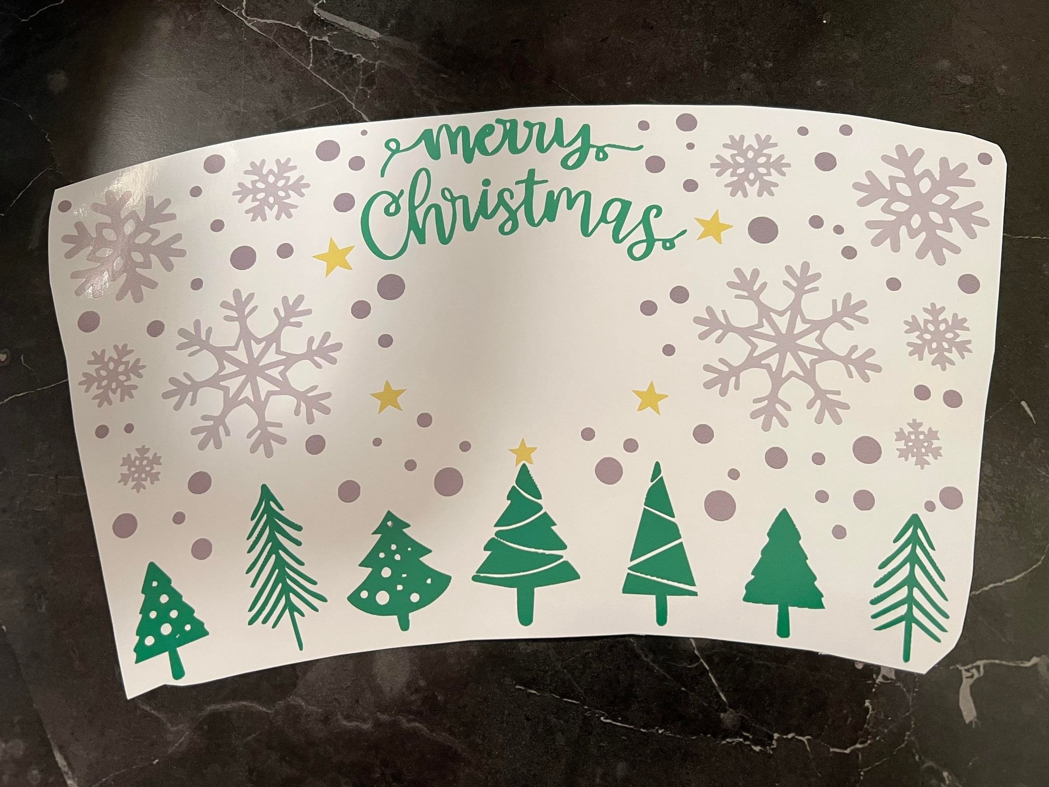 Snowflake and Tree Merry Christmas Theme Cold Cup Wrap