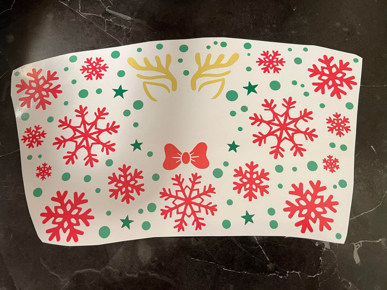 Snowflake Reindeer Christmas Theme Cold Cup Wrap