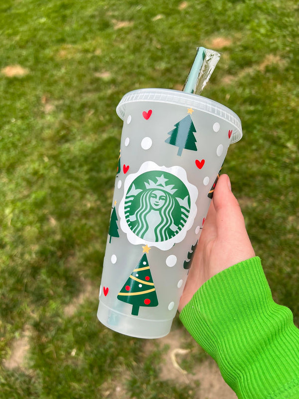 Christmas Trees with Hearts Tumbler