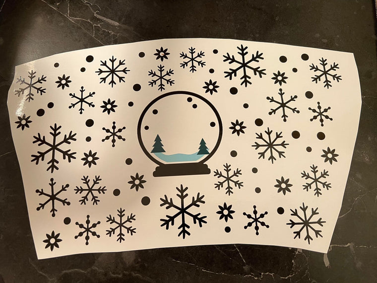 Snow Globe and Snowflake Christmas Theme Cold Cup Wrap