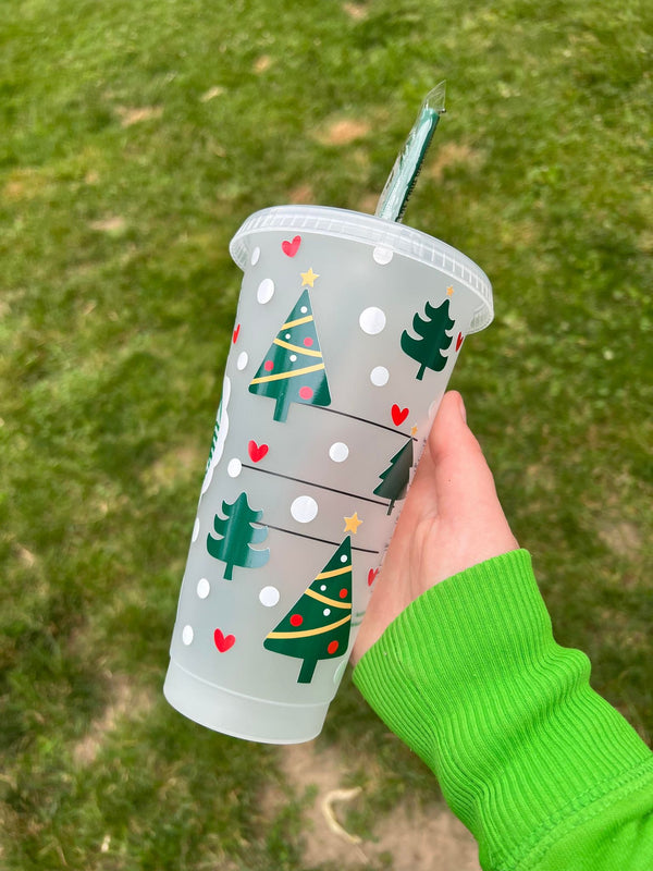 Christmas Trees with Hearts Tumbler