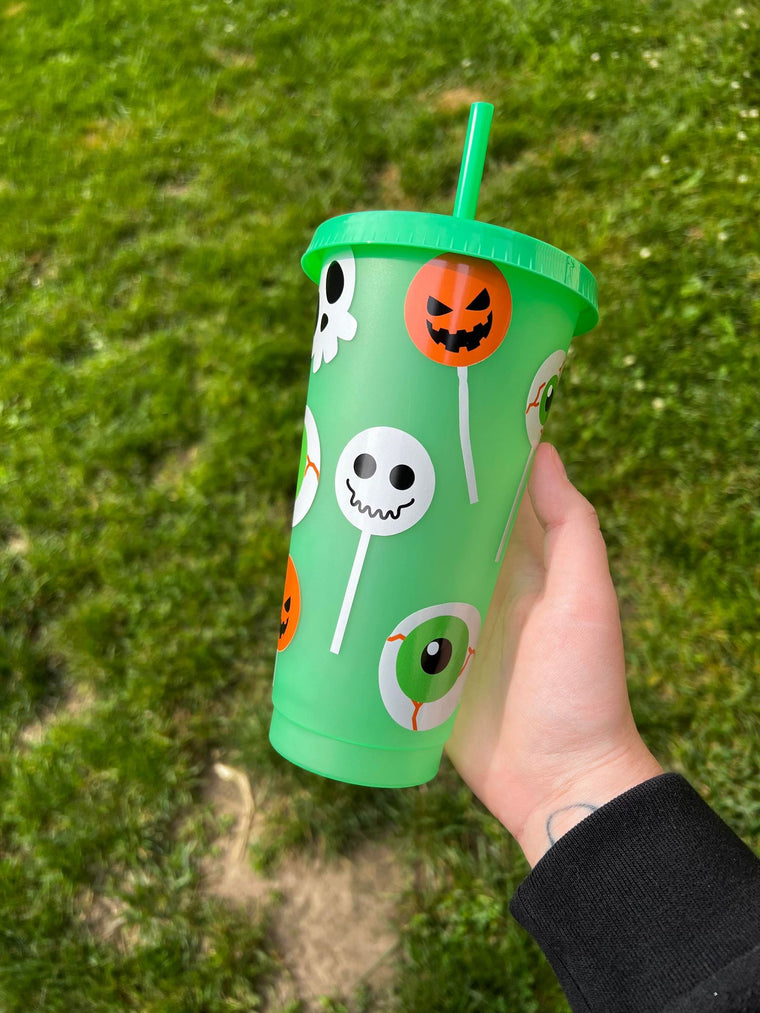 Halloween Eyeballs and Lollipops Color Tumbler