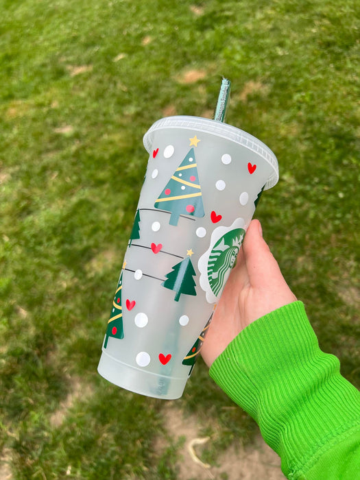 Christmas Trees with Hearts Tumbler