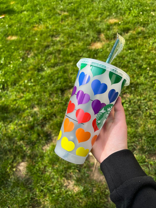 Rainbow Hearts Tumbler