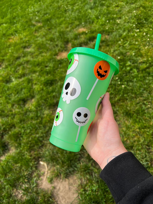 Halloween Eyeballs and Lollipops Color Tumbler