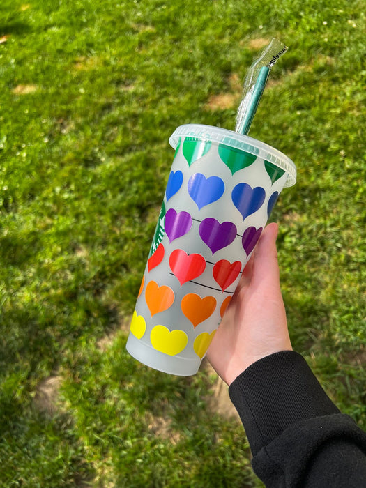 Rainbow Hearts Tumbler