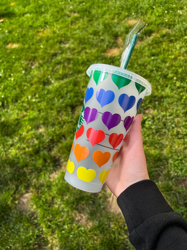 Rainbow Hearts Tumbler