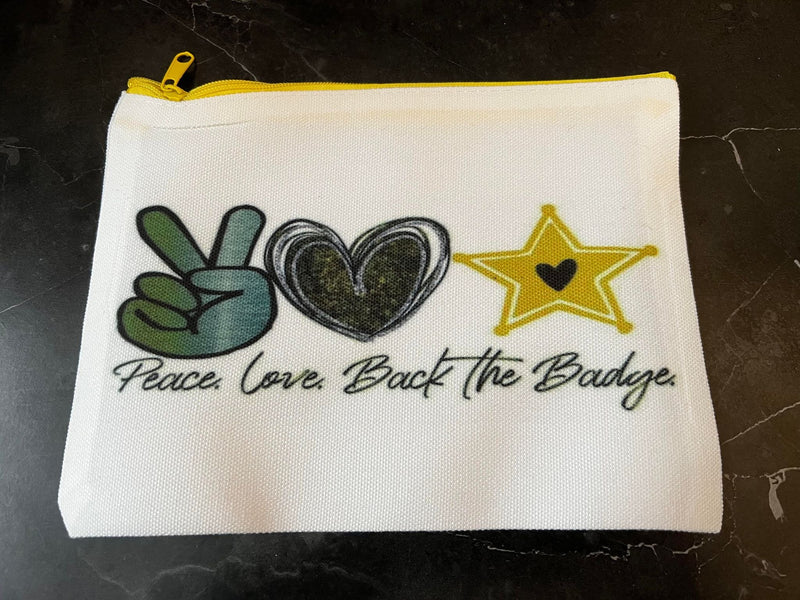 Peace Love Back the Badge Cosmetic Bag