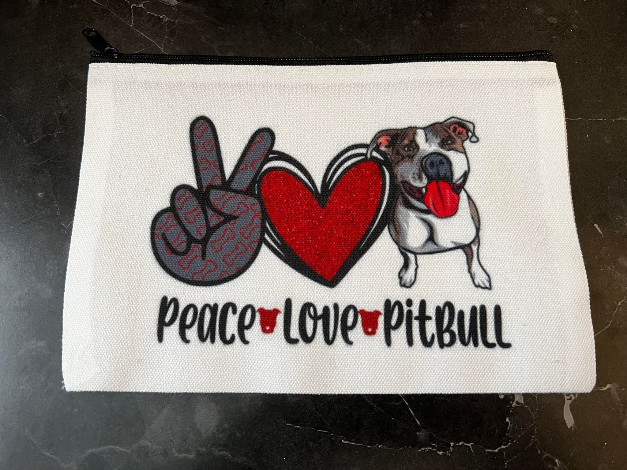 Peace Love Pitbull Cosmetic Bag