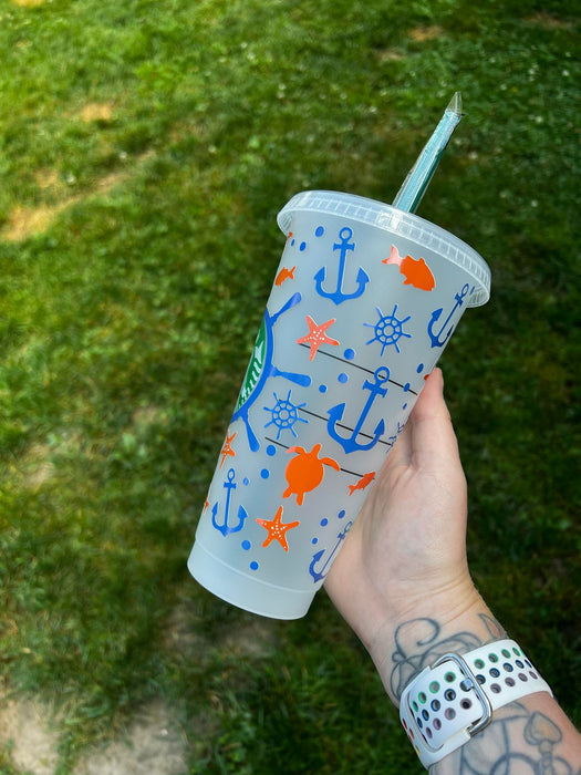 Anchor Beach Theme Cold Cup Tumbler