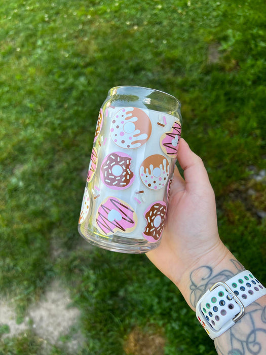 Donut with Sprinkles Full Wrap Libbey Can Glass