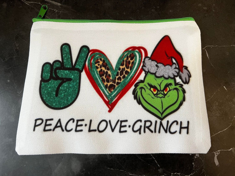 Peace Love Grinch Cosmetic Bag