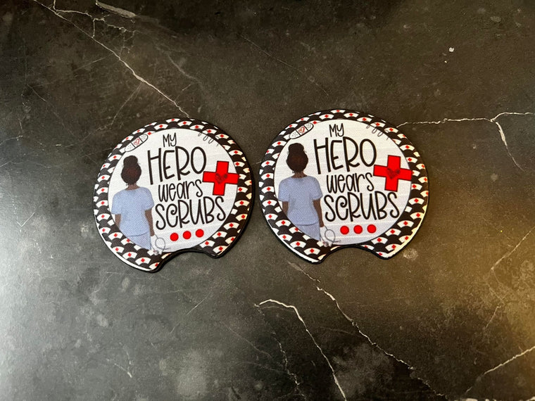 My Hero Wear Scrubs Car Coasters