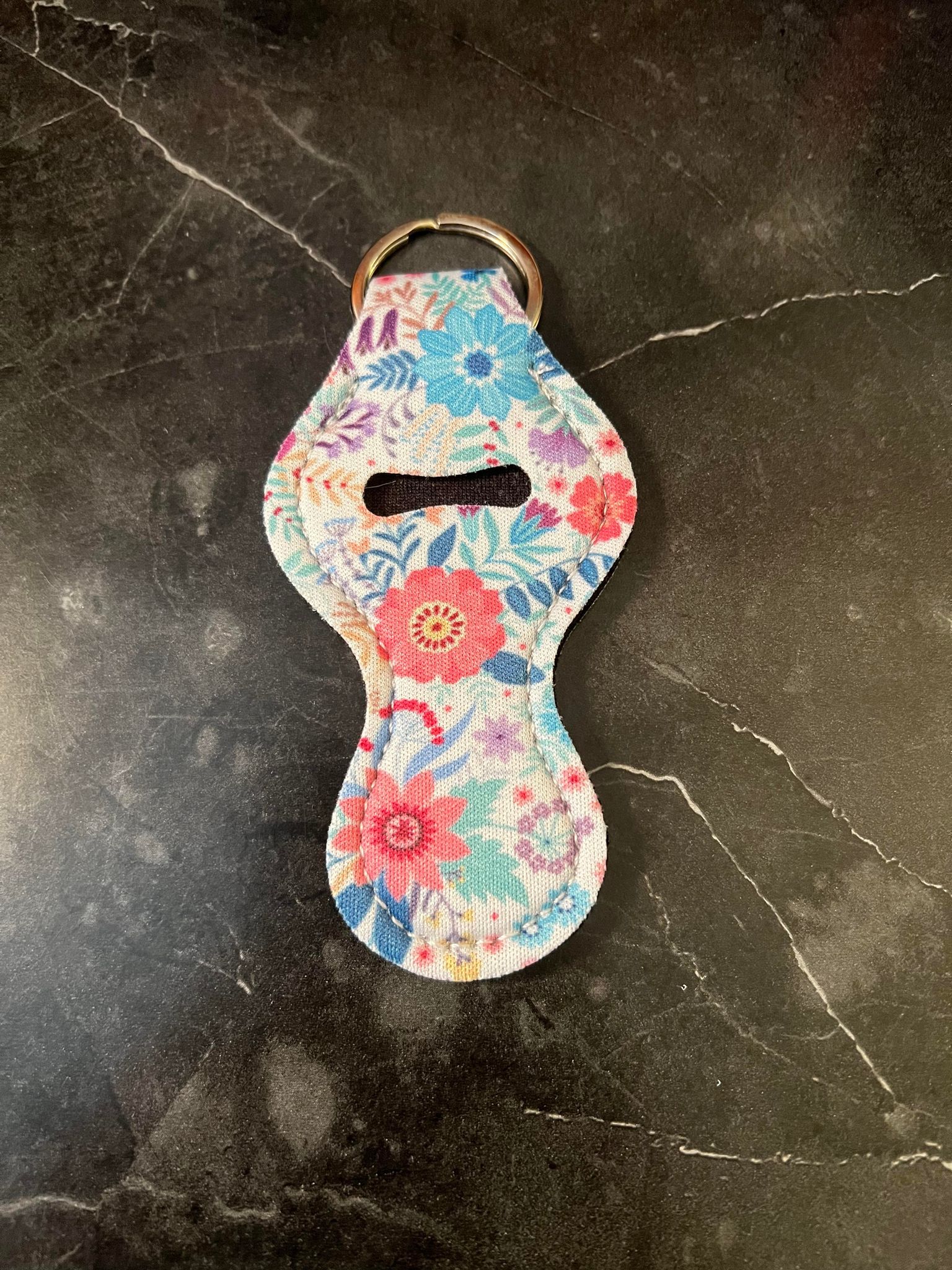 Floral Chapstick Holder Keychain