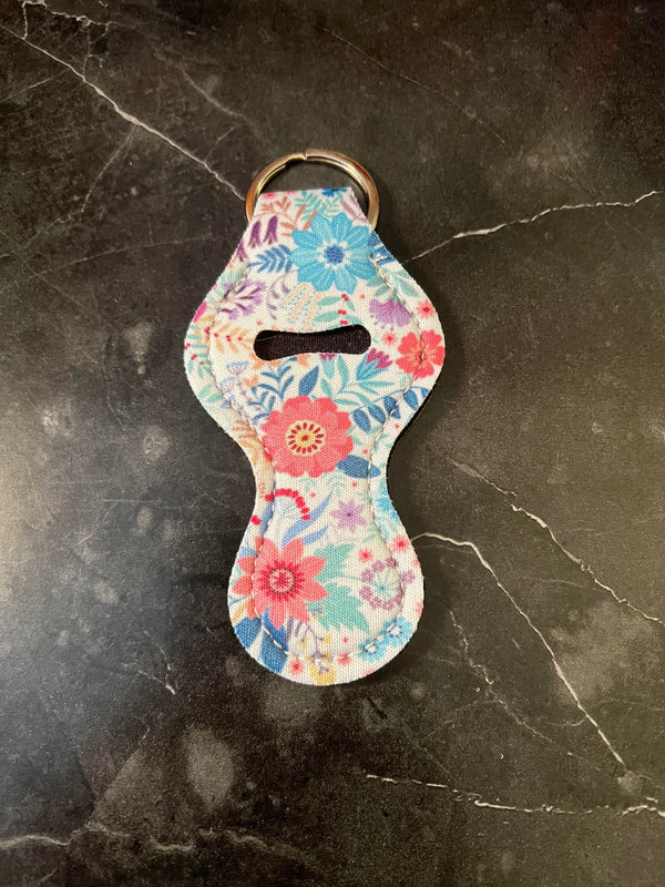 Floral Chapstick Holder Keychain