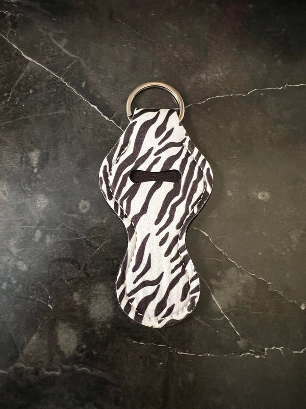 Zebra Print Chapstick Holder Keychain