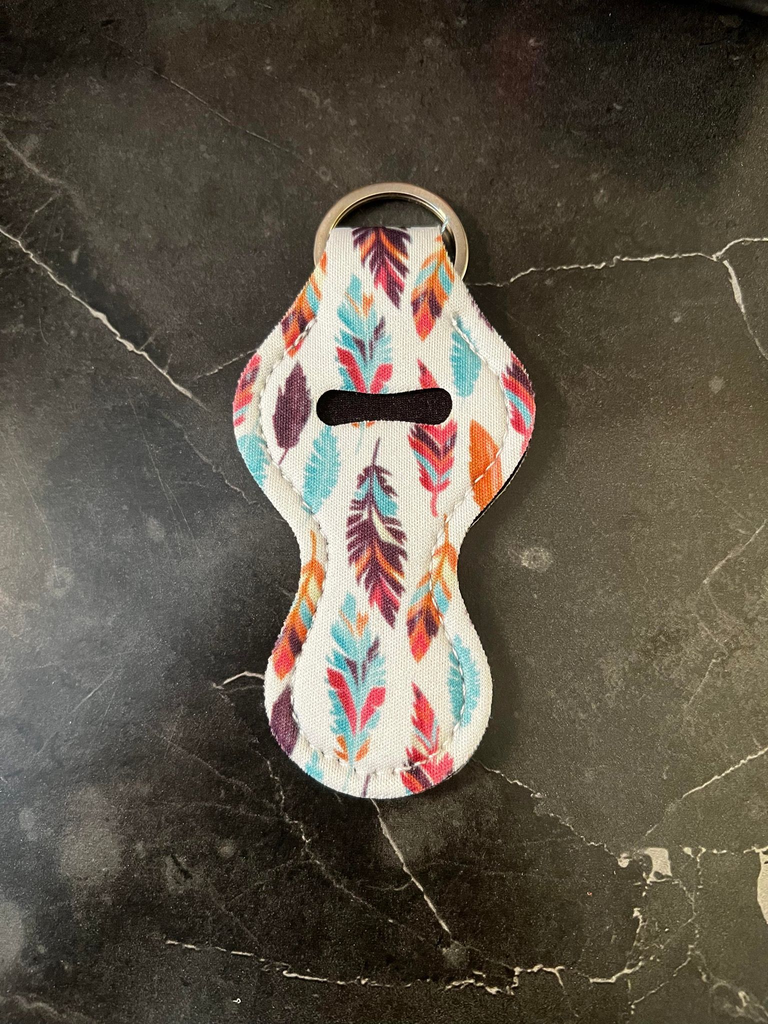 Feather Chapstick Holder Keychain