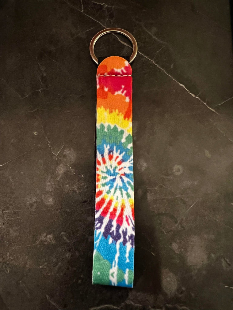 Rainbow Swirl Print Wristlet Keychain