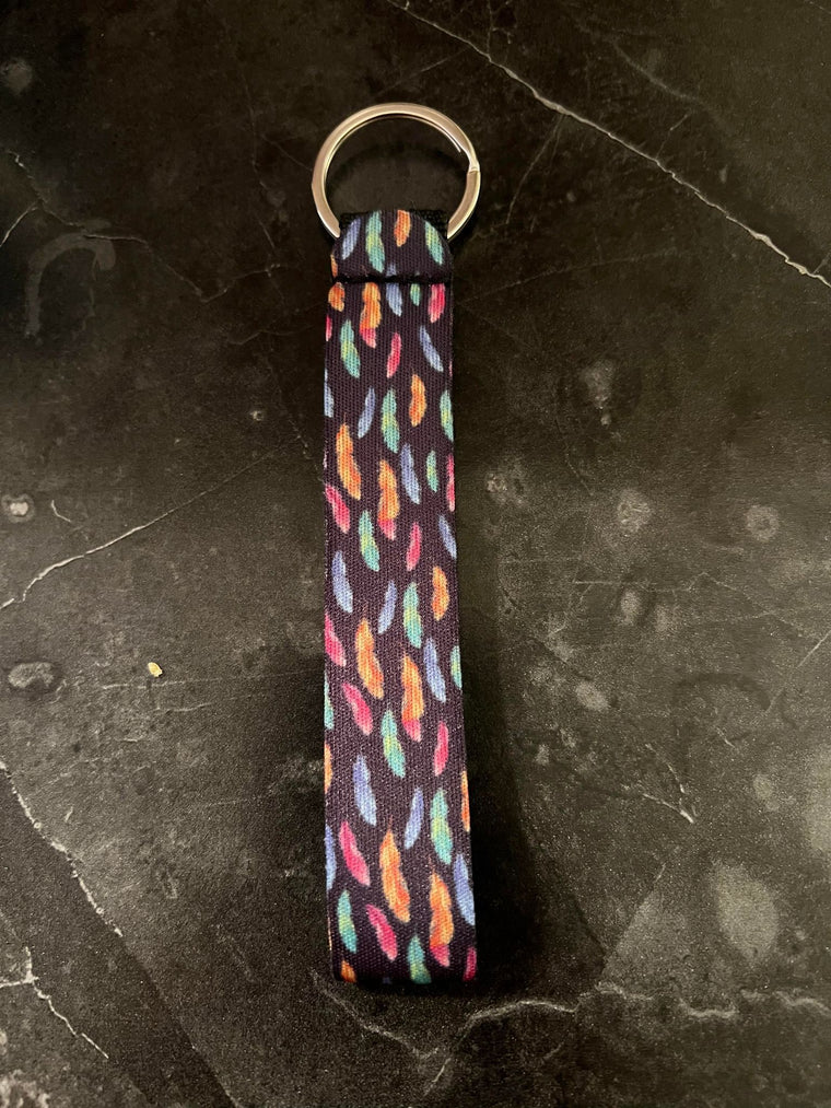 Feather Print Wristlet Keychain