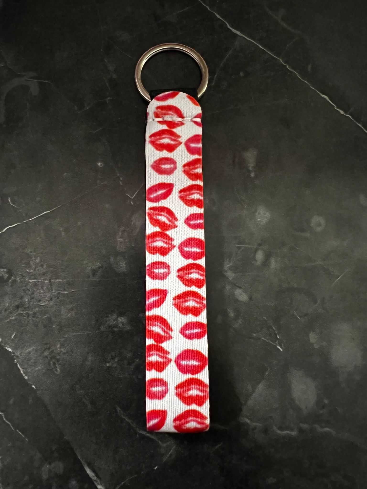 Lip Print Wristlet Keychain