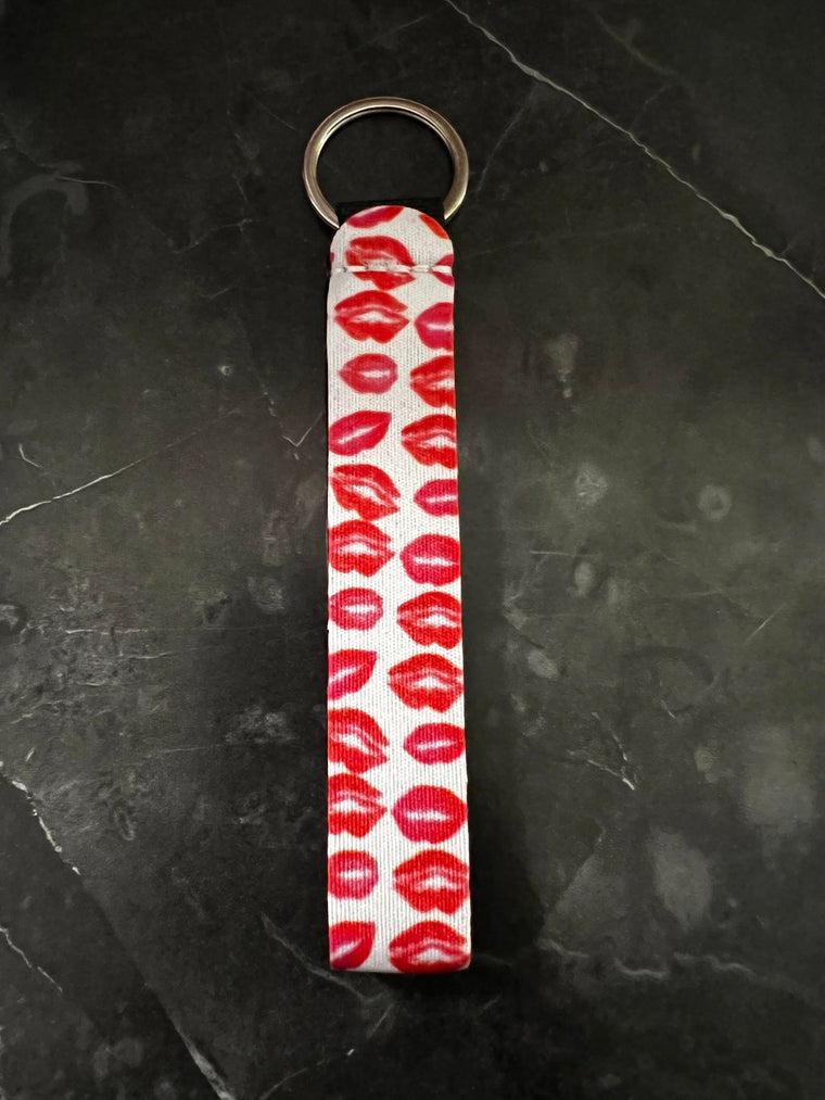 Lip Print Wristlet Keychain