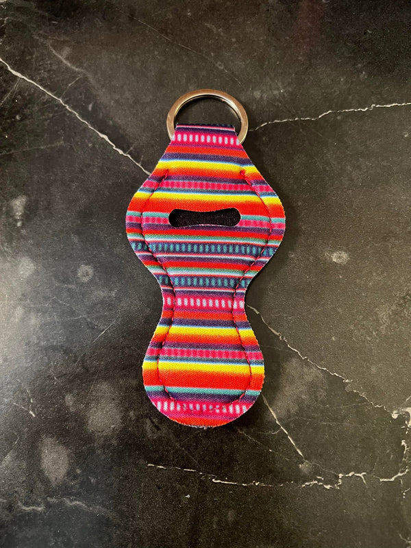 Striped Chapstick Holder Keychain