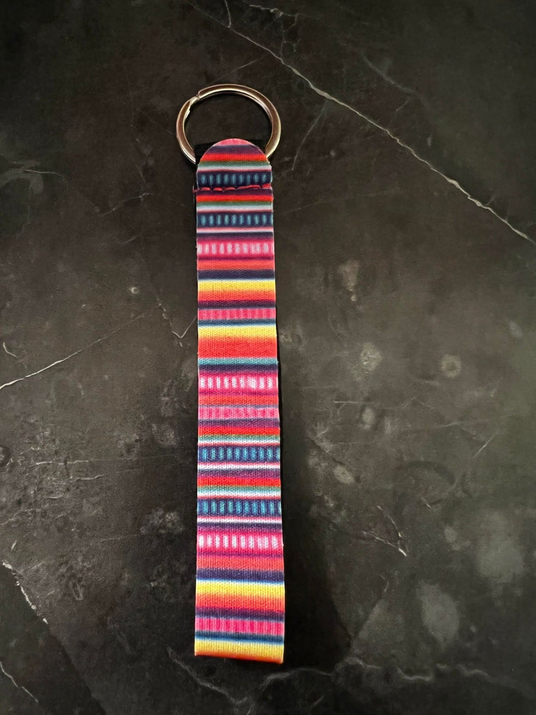 Striped Print Wristlet Keychain