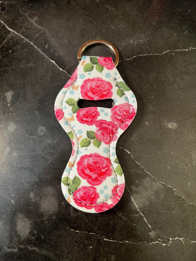 Rose Chapstick Holder Keychain