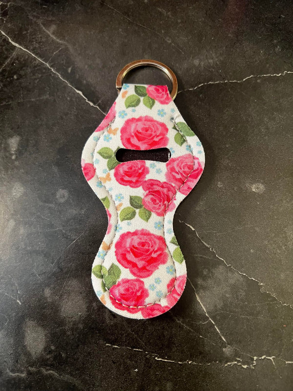 Rose Chapstick Holder Keychain