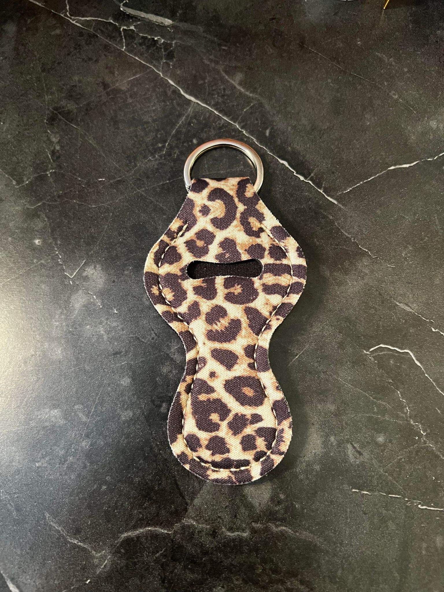 Big Leopard Chapstick Holder Keychain