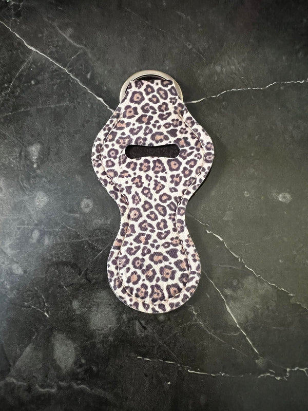 Cheetah Chapstick Holder Keychain