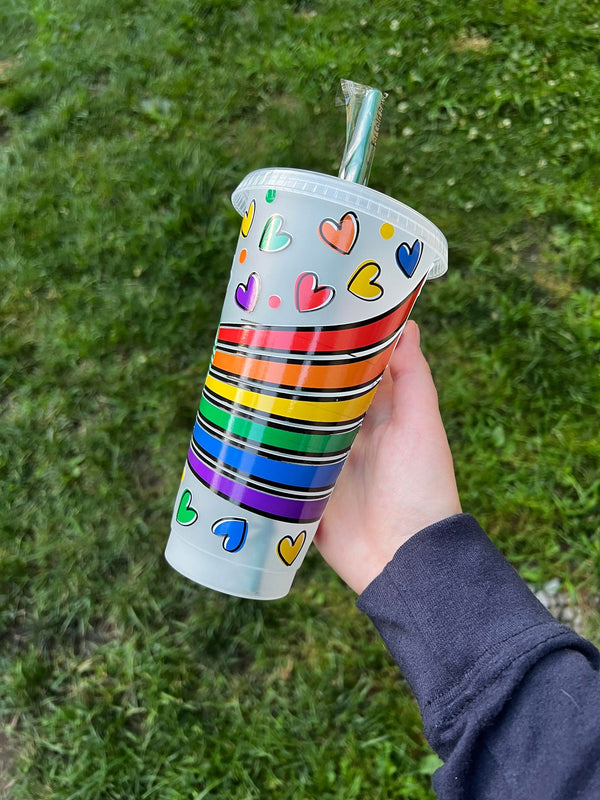 Pride Flag with Hearts Tumbler