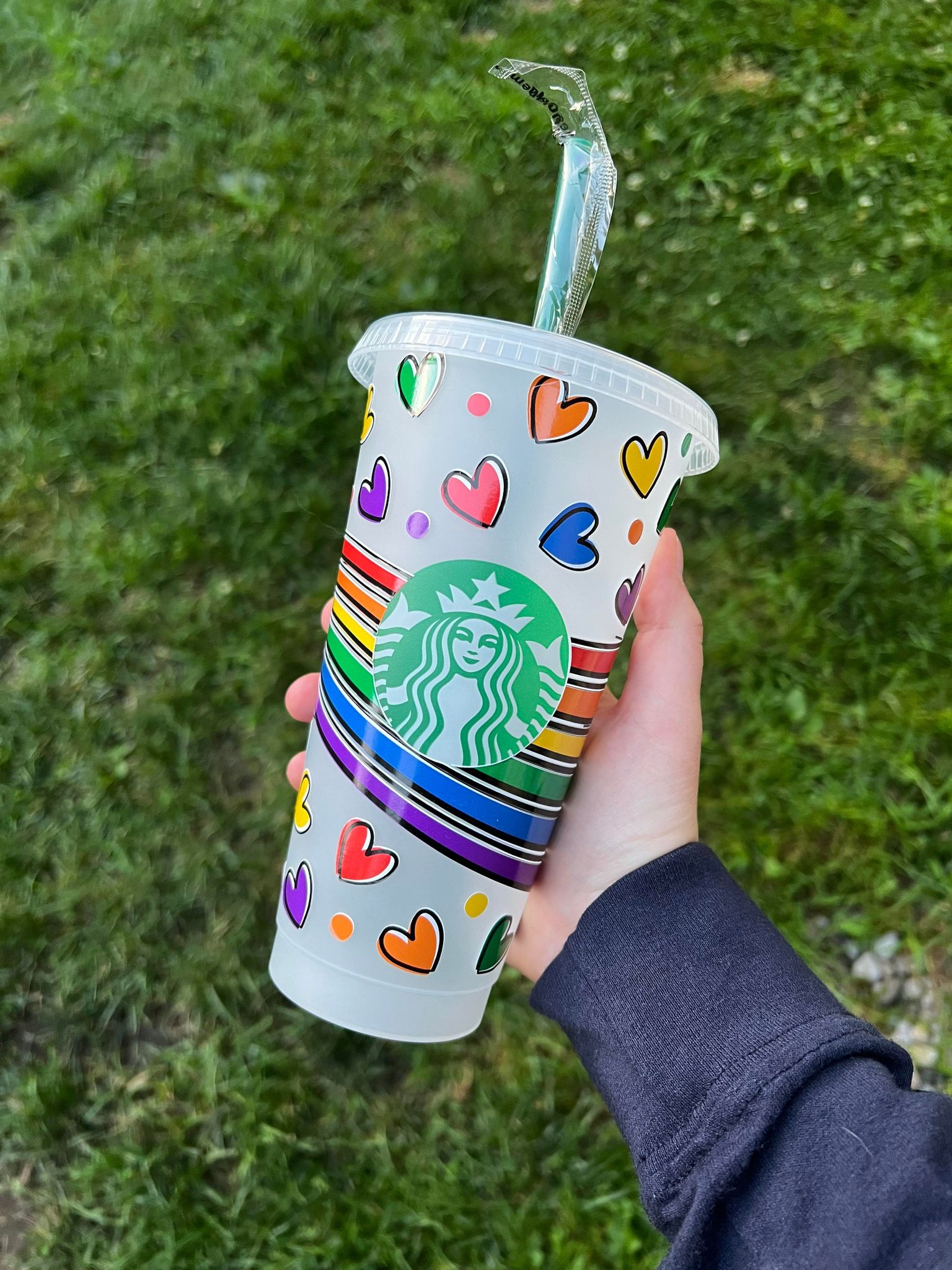 Pride Flag with Hearts Tumbler