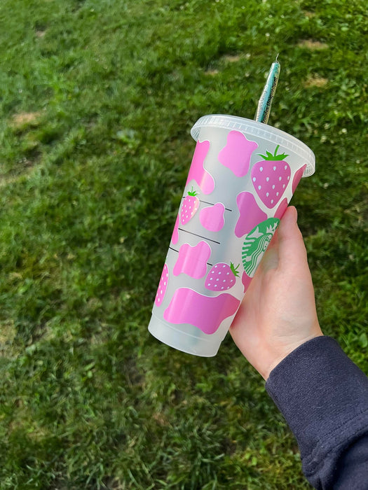 Pink Strawberry Cow Tumbler