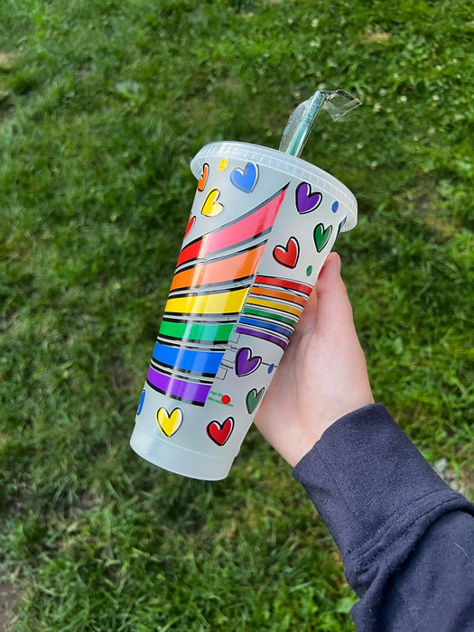 Pride Flag with Hearts Tumbler