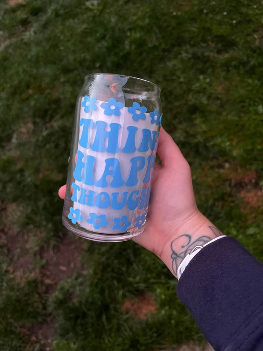 Think Happy Thoughts Libbey Can Glass