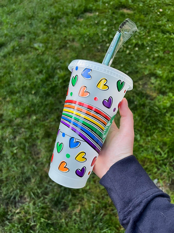 Pride Flag with Hearts Tumbler