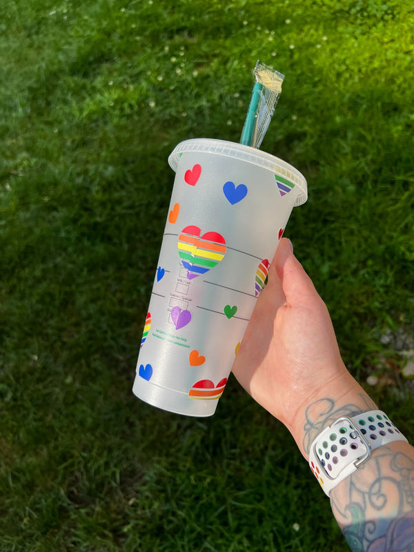 Rainbow Striped Hearts Tumbler